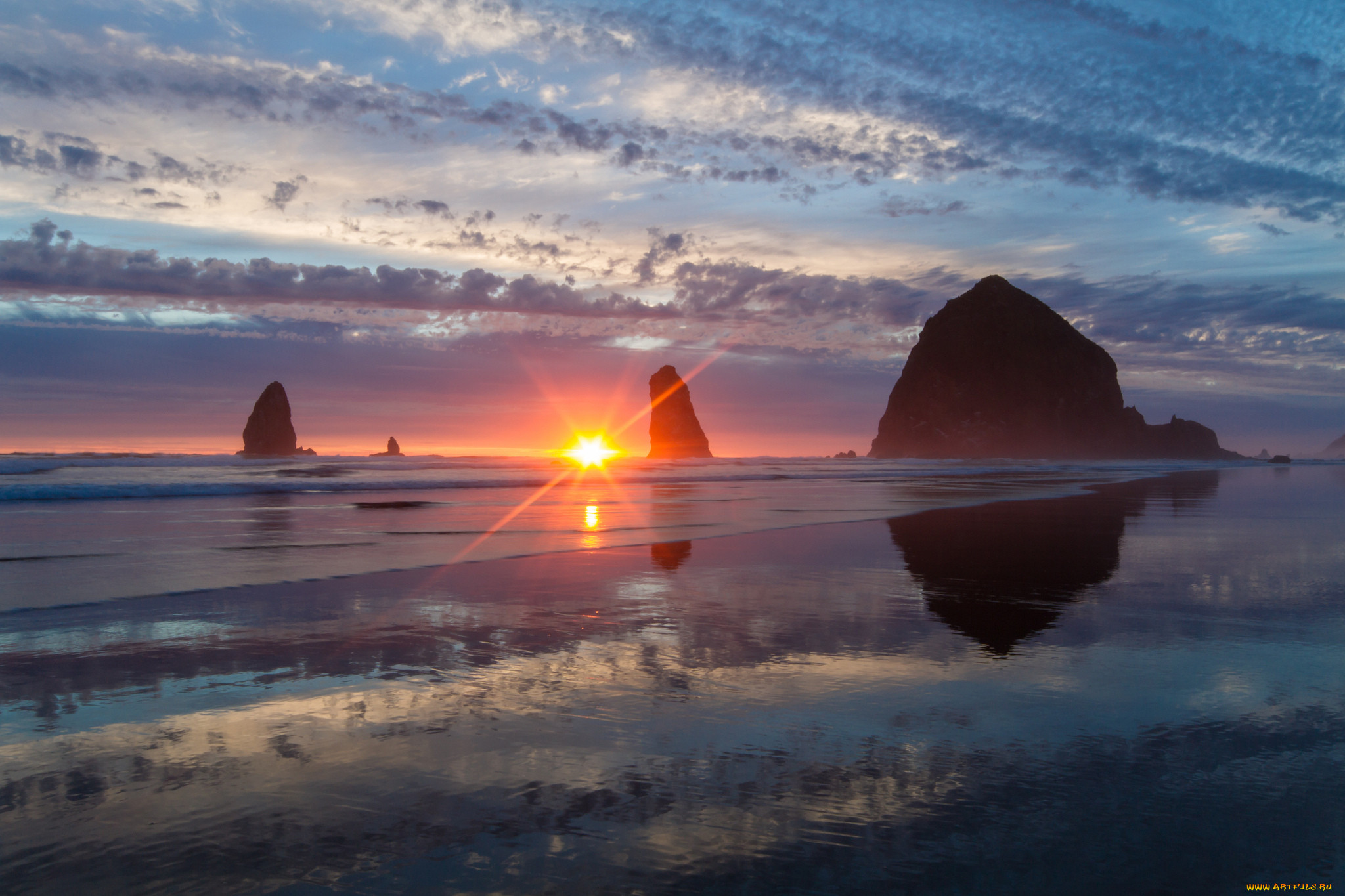 haystack, rock, cannon, beach, oregon, , , , pacific, ocean, , , , , , 